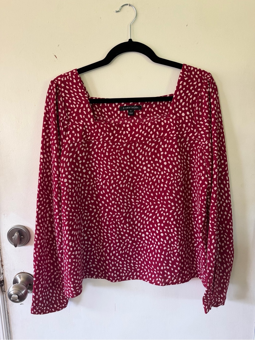 41 Hawthorn Fuchsia Dot Print Square-Neck Blouse